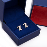 Letter Z Initial CZ Stud Earrings in 14k Yellow Gold - Artisan Carat