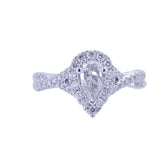 Pear Shaped Halo Infinity Spiral Diamond Engagement Ring in 18k White Gold - Artisan Carat