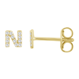 18k Gold Diamond Initial (A-Z) Stud Earrings - Artisan Carat