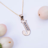 Letter J CZ Initial Pendant with Necklace in 14k Yellow Gold - Artisan Carat