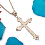 Large Dagger Cross Pendant with Necklace in 14k Yellow Gold - Artisan Carat