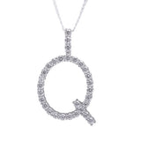 Sterling Silver Letter Q Initial Round CZ Pendant with Necklace - Artisan Carat
