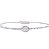 Halo Marquise Shape Diamond Tennis Bangle with Magnetic Lock in 18k White Gold - Artisan Carat
