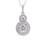 Sterling Silver Set Large Halo CZ Pendant with Necklace Matching Stud Earrings and Tennis Bracelet - Artisan Carat