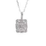 Sterling Silver Set Braided Baguette CZ Pendant with Necklace Matching Stud Earrings and Tennis Bracelet - Artisan Carat