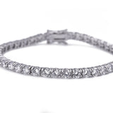 Sterling Silver Set "Dancing Diamond" CZ Pendant with Necklace Medium Stud Earrings and Matching Tennis Bracelet - Artisan Carat