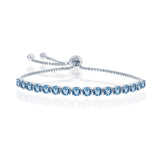 Sterling Silver 'March' Aquamarine Birthstone Adjustable Bolo Bracelet - Artisan Carat