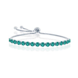 Sterling Silver 'May' Emerald Birthstone Adjustable Bolo Bracelet - Artisan Carat