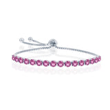 Sterling Silver 'October" Pink Tourmaline Birthstone Adjustable Bolo Bracelet - Artisan Carat