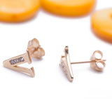 Mini Letter V Initial CZ Stud Earrings in 14k Yellow Gold - Artisan Carat