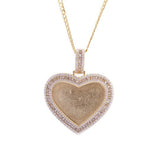 Sterling Silver Large Heart CZ Bezel Yellow Gold Pendant with Necklace - Artisan Carat