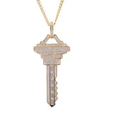 Sterling Silver House Key CZ Yellow Gold Pendant with Necklace - Artisan Carat