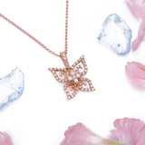 Butterfly Diamond Pendant with Necklace in 18k Rose Gold - Artisan Carat