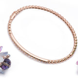 Golden Bead and Diamond Tennis Bangle Bracelet in 18k Rose Gold - Artisan Carat