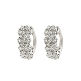 Cluster Set Multi Row Diamond Latch Back Earrings in 18k White Gold - Artisan Carat