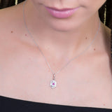 Sea Turtle CZ Ruby Pendant with Necklace in 14k White Gold - Artisan Carat