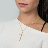 Big Cross Pendant Necklace in 14k Yellow Gold - Artisan Carat