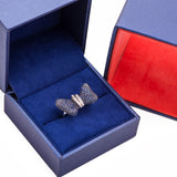 Blue Sapphire Butterfly Diamond Bow Tie Ring in 18k White Gold - Artisan Carat