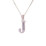 Letter J CZ Initial Pendant with Necklace in 14k Yellow Gold - Artisan Carat