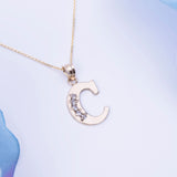 Letter C CZ Initial Pendant with Necklace in 14k Yellow Gold - Artisan Carat