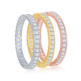 Silver Gold Rose Channel Eternity Band Ring - Artisan Carat