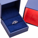 Eye Sapphire with Lashes Diamond Ring in 18k White Gold - Artisan Carat