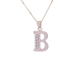 Letter B CZ Initial Pendant with Necklace in 14k Yellow Gold - Artisan Carat