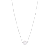 14K White Gold Pearl Solitaire Necklace - Artisan Carat