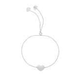 14k White Gold Adjustable Heart Bracelet - Artisan Carat