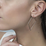 Large Square Diamond Leverback Earrings in 18k Rose Gold - Artisan Carat