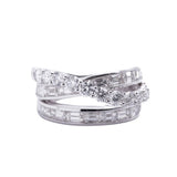 Overlapping Tri-Band Diamond Ring in 18k White Gold.
