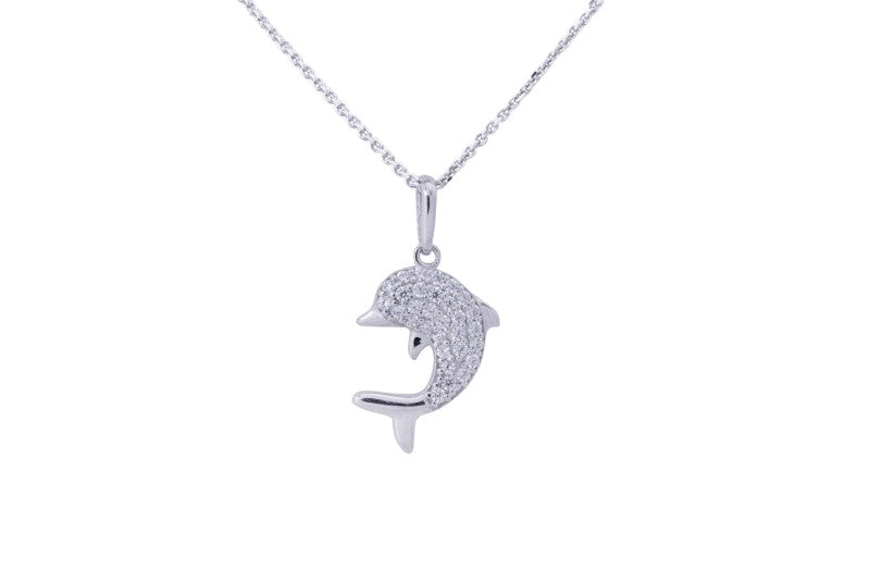 14K Yellow Gold Puffed Dolphin Pendant 435-00116 - Wright's Jewelry