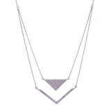 Split V Diamond Pendant with Layering Necklace in 18k White Gold - Artisan Carat