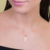 Letter E CZ Initial Pendant with Necklace in 14k Yellow Gold - Artisan Carat
