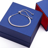 Dainty Single Row Adjustable Bolo Diamond Tennis Bracelet in 18k White Gold - Artisan Carat