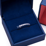Gradual Diamond Blue Sapphire Fashion Ring in 18k White Gold.