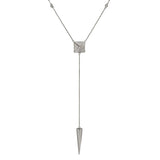 Hanging Pyramid and Spear Diamond Pendant with Necklace in 18k White Gold - Artisan Carat