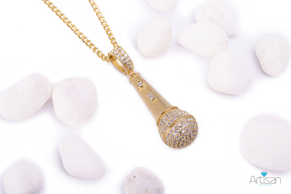Microphone Necklace Mic Pendant Necklace Silver Mic Charm With Microphone Necklace Mic Pendant Necklace Silver Mic Charm With