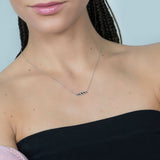 Black Diamond Stud Pendant with Necklace in 18k White Gold - Artisan Carat