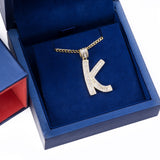 Sterling Silver Letter K Initial Baguette CZ Pendant with Necklace - Artisan Carat
