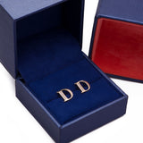 Letter D Initial CZ Stud Earrings in 14k Yellow Gold - Artisan Carat