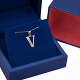 Letter V CZ Initial Pendant with Necklace in 14k Yellow Gold - Artisan Carat