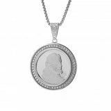 Sterling Silver Reversible Jesus and Last Supper CZ Pendant with Necklace - Artisan Carat