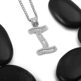 Sterling Silver Letter I Initial Baguette CZ Pendant with Necklace - Artisan Carat