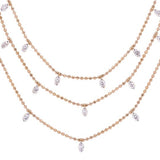 Three Layers Hanging Holiday Diamonds Necklace in 18k Yellow Gold - Artisan Carat