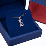 Letter E CZ Initial Pendant with Necklace in 14k Yellow Gold - Artisan Carat