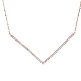 Large Diamond V Pendant with Necklace in 18k Yellow Gold - Artisan Carat