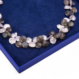 Keshi Pearl and Lapidary Floral Necklace with Sterling Silver Clasp - Artisan Carat