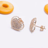 Binary Overlay CZ Heart Stud Earrings in 14k Yellow Gold - Artisan Carat