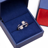 Split Halo Open Triple Band Diamond Ring in 18k White Gold - Artisan Carat